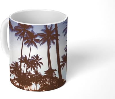 Mok - Koffiemok - Palmboom - Tropisch - Zomer - Lucht - Mokken - 350 ML - Beker - Koffiemokken - Theemok