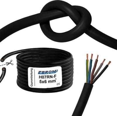 Flexibele Rubberkabel H07RN-F 5G6 mm² - Werf- en Verlengkabel per Meter