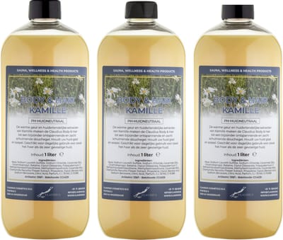 Body & Hair Kamille 1 Liter - set van 3 stuks - 2 in 1 voor lichaam en haar.