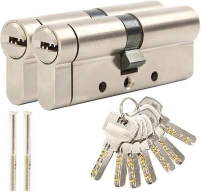 Euro-cilinder 6-polig Standaardslot - Vernikkeld Anti-snap Cilinderslot met 5 Sleutels - Hoge Veiligheid 60 mm