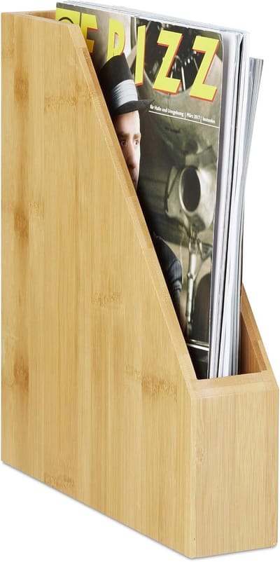 Famanu – Bamboe tijdschriftencassette A4 – moderne tijdschriftenhouder – mooie houtnerf – staand