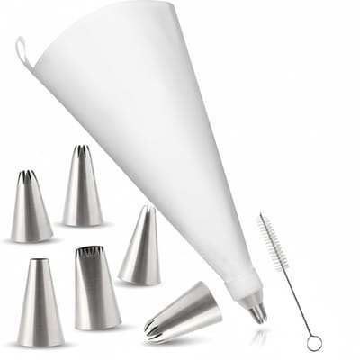Famanu – Spuitzakset 9-delig met RVS spuitmonden, 34 cm herbruikbare spuitzak, ideaal voor taarten en cupcakes