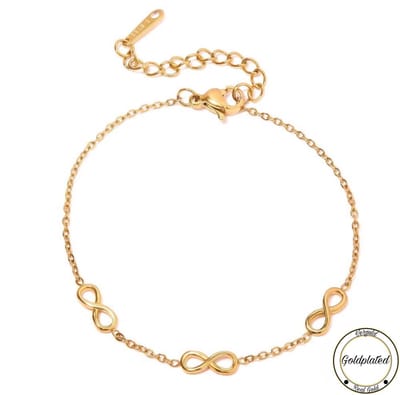 Borasi Infinity Armband | Goldplated | 17cm tot 21 cm | Vrouwen Sieraden | Dames Sieraden | Armbanden |