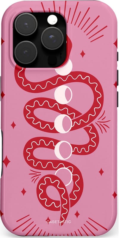Casetastic hoesje geschikt voor Apple iPhone 16 Pro - MagSafe - Dubbellaagse bescherming - Eclipseslang - Fashion Case - Lila Koraal