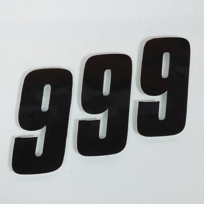 Lot de 3 sticker autocollant numéro de course neuf 9 noir Blackbird 100x50 pour moto