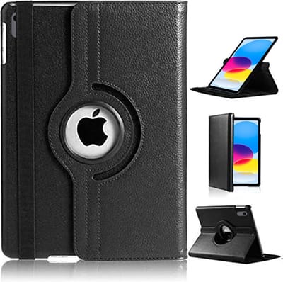Hoes geschikt voor iPad A16 hoes 11th Generation 11 Inch 2025 Zwart / iPad 2022 (10.9) 10e generatie draaibare bookcase 360° Case