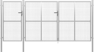 vidaXL - Tuinpoort - staal - 400x150 - cm - zilver