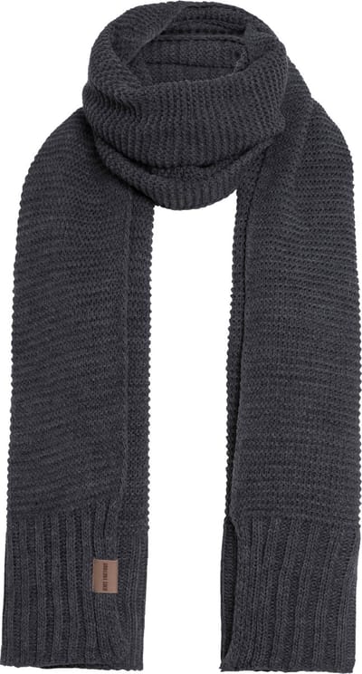Knit Factory Jamie Gebreide Sjaal Dames & Heren - Herfst- & Wintersjaal - Langwerpige sjaal - Wollen sjaal - Heren sjaal - Dames sjaal - Unisex - Antraciet - Donkergrijs - 200x45 cm
