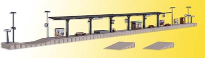 Model Treinstation - Spoorweg Gebouw - Modelbouw Scène - Tijdloos Ontwerp - 96x6.5x6 cm - Grijs