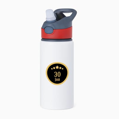 Hacebo® - 30 jaar waterfles met rietje rood - iemand die 30 jaar is geworden of 30 jaar lang een relatie hebben of getrouwd zijn - verjaardagscadeau - verjaardag - cadeau - kado - geschenk - gift - relatie - trouwdag - water fles - 650ML