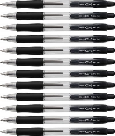 Penac Balpen - CCH-3 - 0.7mm - Zwart - 12 pack