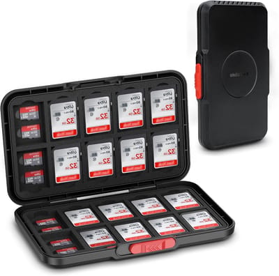 Geheugenkaartopslagdoos met 60 Slots voor 20 SD/SDHC/SDXC en 40 Micro SD/SDHC/SDXC/TF Kaarten, Draagbare Slimme Organizer met EVA Schuim Interieur en Bescherming