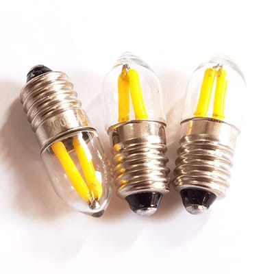 E10 LED Mini Gloeilamp – 12– 0,3–0,5W – Warm Wit (2700K)