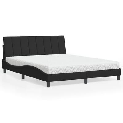 vidaXL - Bed - met - matras - "Hanko" - fluweel - zwart - 160x200 - cm