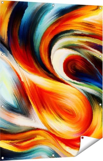Gards Tuinposter Abstracte Kunst van Kleurrijke Verf - 90x120 cm - Tuindoek - Tuindecoratie - Wanddecoratie buiten - Tuinschilderij