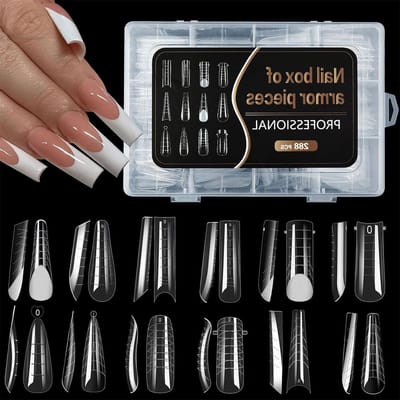 Complete Set van 288 Nagelvormen met 12 Stijlen voor Polygel Uitbreiding, Duidelijke en Matte Nagelvormen voor Manicure en Nail Art Creaties