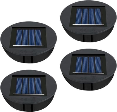 Zonnelamp Vervanging - Reserve Deksel - Buiten Decoratie - Automatische Aan/Uit - 4 Stuks 8cm - Zwart