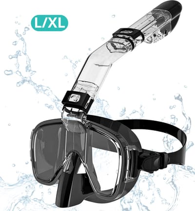 Actania Snorkelmasker - Volwassenen - Snorkel - Snorkelset - Duikbril - Full Face - L/XL - Zwart