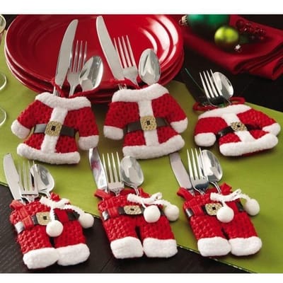 Set van 6 kerstman bestekhouders - DECORATIE DOOS - Decoratieve objecten - Rood - polyester