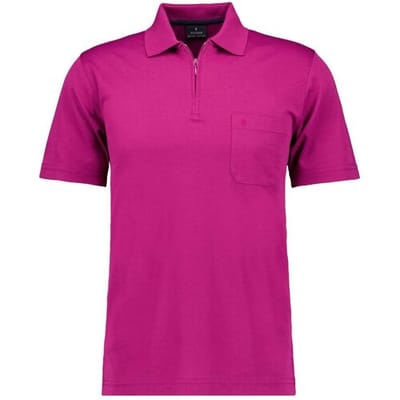Ragman Uni Easy Care Zipper Poloshirt Pima Cotton Mix Mulberry / male