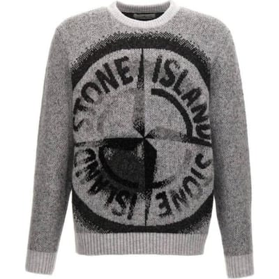 Stone Island FW24 Logo Print Ronde Hals Trui Heren trui Grijs 8115522D1-V0060 M black