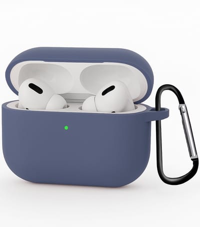 Hoesje - Geschikt voor Apple Airpods Pro 3 - met Clip - Siliconen Hoes - Silicone Case Cover - Grijsblauw