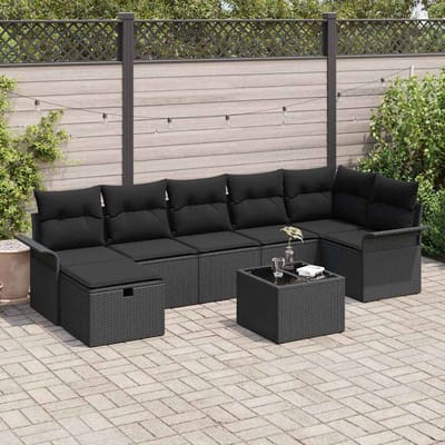 vidaXL - Tuinbank - Set - 8 - st - Zwart - poly - rattan
