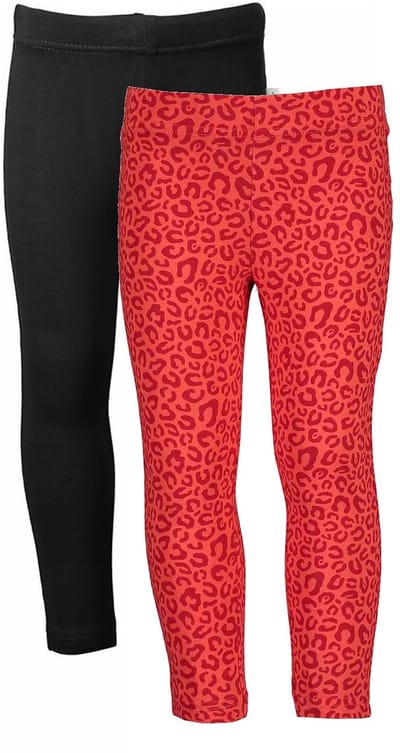 Blue Seven - 2 PACK Leggings - Biologische katoen - Zwart - Rood met figuurtjes - Maat 122