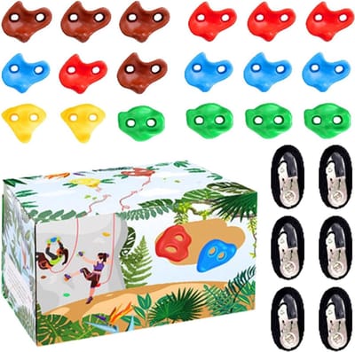 Klimgrepen Set - Klimstenen Buiten - Actieve Spelletjes - 18 Verschillende Kleuren - 3.5 kg Gewicht - Multicolor