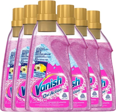 Vanish Oxi Action Wasbooster Gel – Vlekverwijderaar – 6 x 750 ml – Nieuwe Formule – Zonder Bleekmiddel – Anti-Geuroplossing – Geschikt voor Wol & Zijde