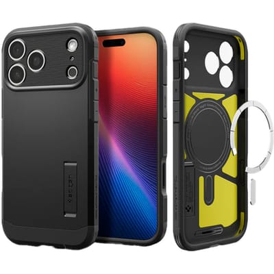 Spigen Tough Armor T MagFit - Hoesje Geschikt voor Apple iPhone 17 Pro Max - Compatibel met MagSafe - Back Cover met Standaard - Zwart