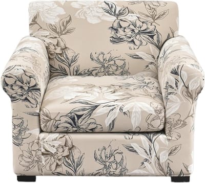 Stretch Sofa Cover met 2 Losse Kussenhoezen, Elastische Hoes voor 1-Zits Bank, Bloemenpatroon en Bescherming