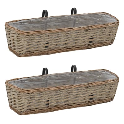 vidaXL - Balkonbakken - 2 - st - 60 - cm - wicker - met - PE-voering
