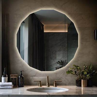 Coloray LED Spiegel Symmetrische Vorm - Abstracte LED Spiegel Hoekig - 80 cm x 80 cm - Badkamerspiegel Vrije Vorm Hoekig LED - Exclusieve Vorm Spiegel LED - Warm Licht - Wielhoekige Symmetrische Spiegel LED - Trendy Spiegel Vorm LED