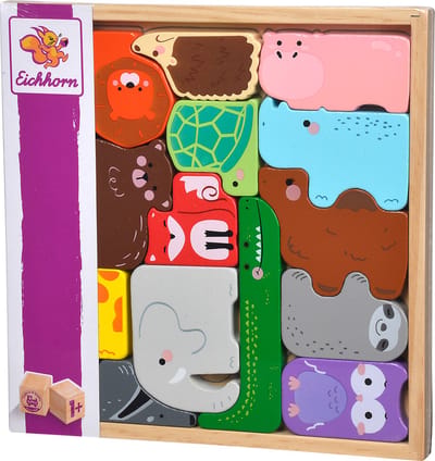 Eichhorn Wooden Animal Shapes in Wooden Box 14 pcs.