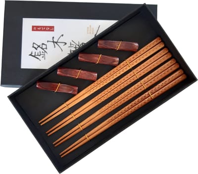 Luxe Houten Chopsticks Met Houder - Sushiset voor 4 personen - Cadeauset