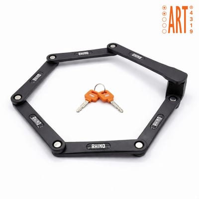Rhino Security ART2 Vouwslot – 95 cm Gehard Stalen Fietsslot inclusief luxe Houder – Exclusive Line – ART2 Gekeurd Slot voor E-bike en Fatbike