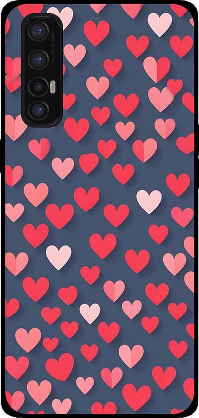 Smartphonica Telefoonhoesje Geschikt voor Oppo Find X2 Neo met Roze en Rode Hartjes Opdruk - TPU Backcover Case With Rosé and Red Heart Design geschikt voor Oppo Find X2 Neo