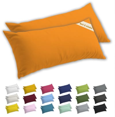 Lavea® Zijslaapkussenslopen 40x145 cm Set van 2 – Kussenhoezen van 100% Zachte en Ademende Jersey Katoen met YKK Ritssluiting – Zonsondergangrood