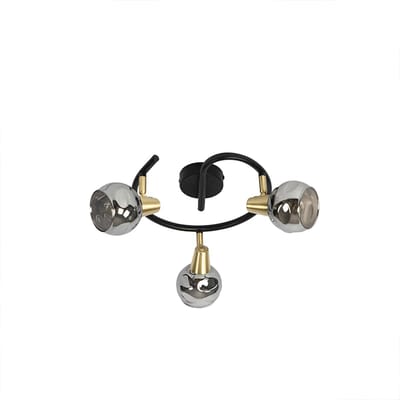 QAZQA vidro - Art Deco Plafondlamp - 3 lichts - Ø 44.5 cm - Zwart Goud - Woonkamer | Slaapkamer | Keuken