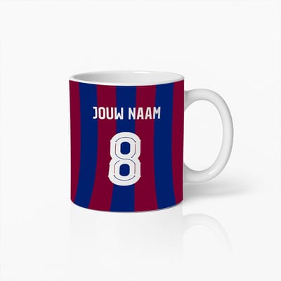 Gepersonaliseerde Voetbalshirt Mok – Eigen Naam & Rugnummer – Perfect Cadeau voor Voetbalfans