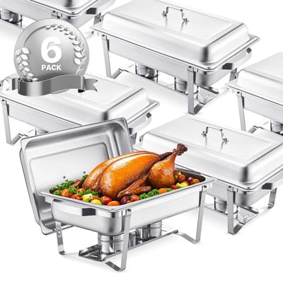Plat chauffant rectangulaire 8 pintes, lot de 6, set de buffet, plat pleine grandeur, acier inoxydable