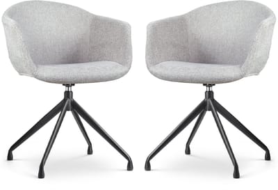 Nolon Nola-Otis Eetkamerstoelen Set van 2 Lichtgrijs - Draaibaar - met Armleuning - Stof - Zwart Onderstel