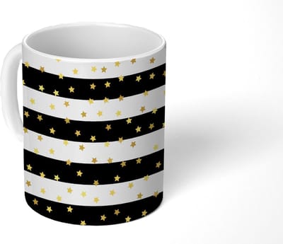 Mok - Koffiemok - Sterren - Goud - Confetti - Patronen - Mokken - 350 ML - Beker - Koffiemokken - Theemok