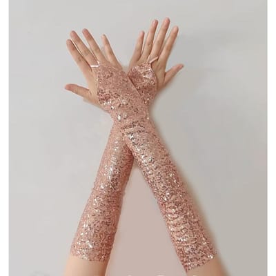 48 cm Lange Haak Vinger Sexy Handschoenen Vrouwen Vintage Vingerloze Pailletten Handschoenen Cosplay Feest Nachtclub Podium Optreden Accessoire One Size gray