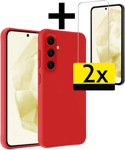 Hoesje - Met 2x Screenprotector - Geschikt voor Samsung Galaxy A36 - Sterk & Shockproof - Back Cover - Siliconen Case - Telefoon Hoes - Telefoonhoesjes - Rood