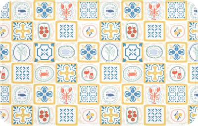 WC mat 80x50 cm - Antislip - Tegels - Patroon - Zomer - Geel - Toiletmat - Vloermat - Douchemat - Toilet tapijt - Toiletmatten