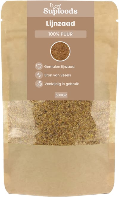 Lijnzaad Gebroken 500g - 100% Puur - Rijk aan Vezels en Omega 3 – Ideaal voor Smoothies & Ontbijt - Flaxseed
