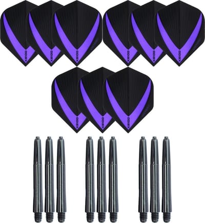 3 sets (9 stuks) Super Sterke – Paars - Vista-X – dart flights – inclusief 3 sets (9 stuks) - medium - dart shafts