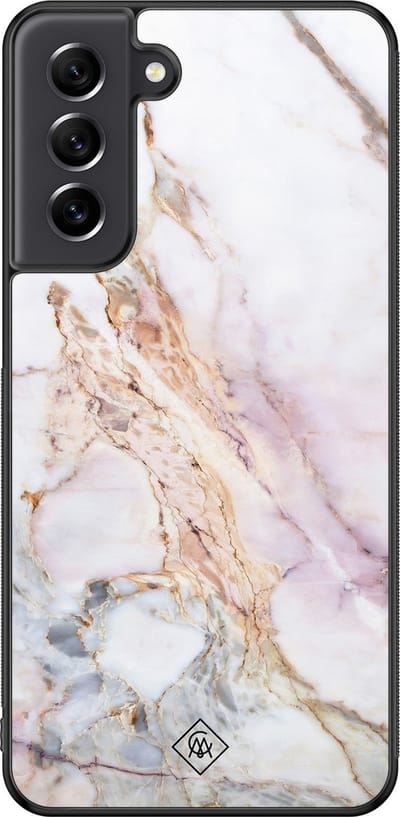 Casimoda® hoesje - Geschikt voor Samsung Galaxy S21 FE - Parelmoer Marmer - Zwart TPU Backcover - Marmer - Multi